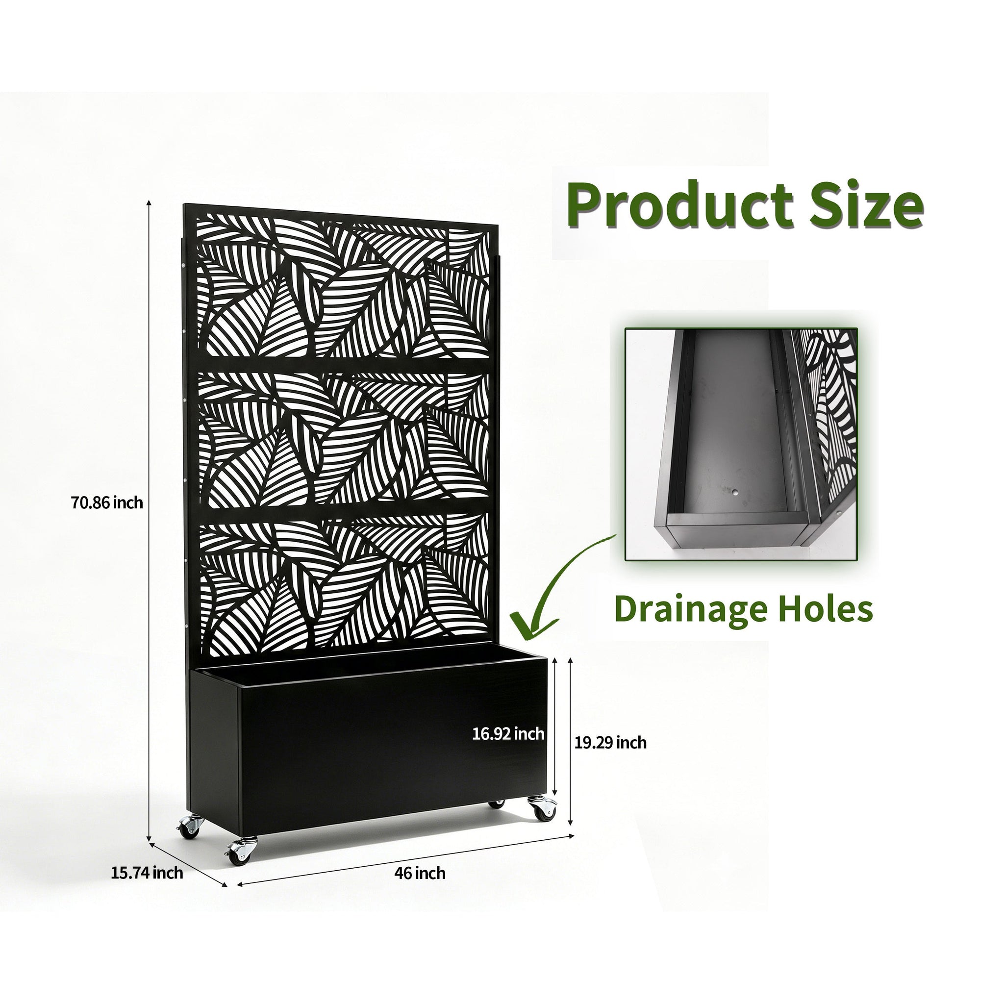 70.87" H × 46.06" W Leaf Pattern Privacy Screen with Planter Box by HouseOfZazla