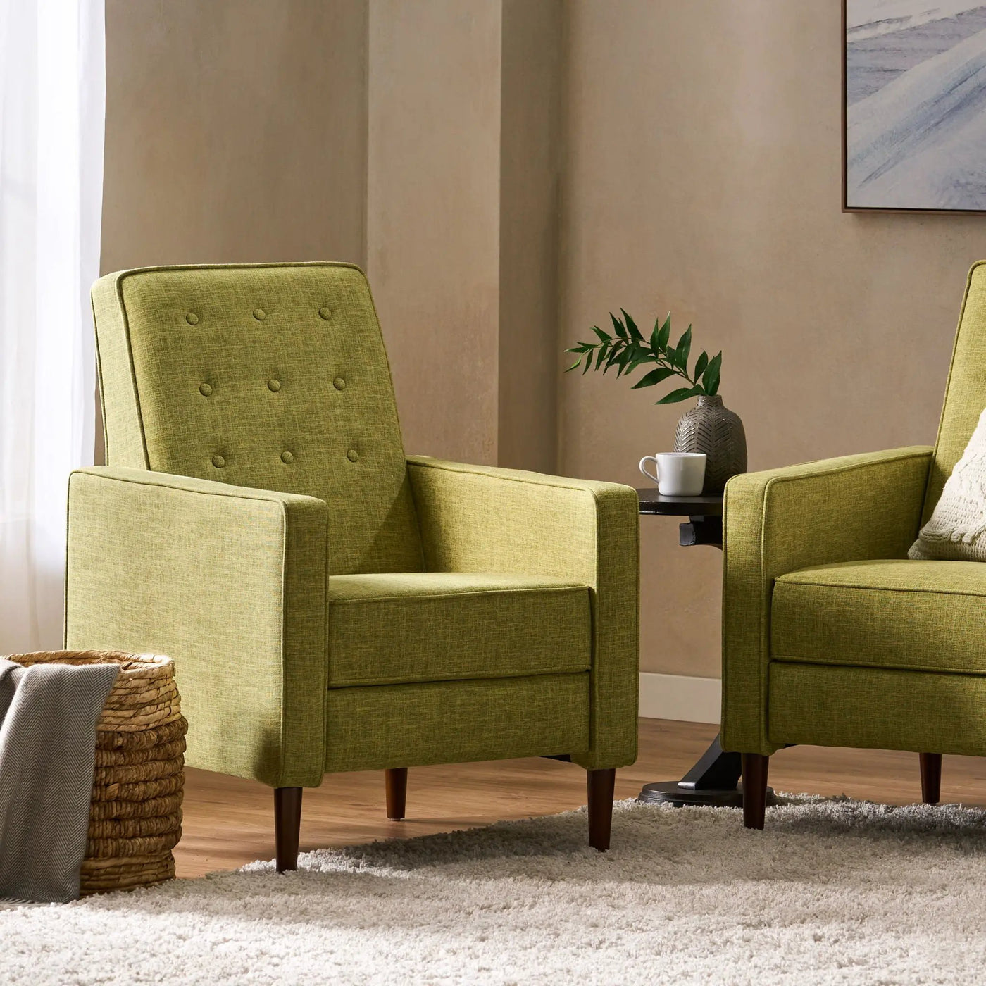 Mid-Century Modern Recliner With Button Tufted Waffle Stitch by Unique Piece Furniture