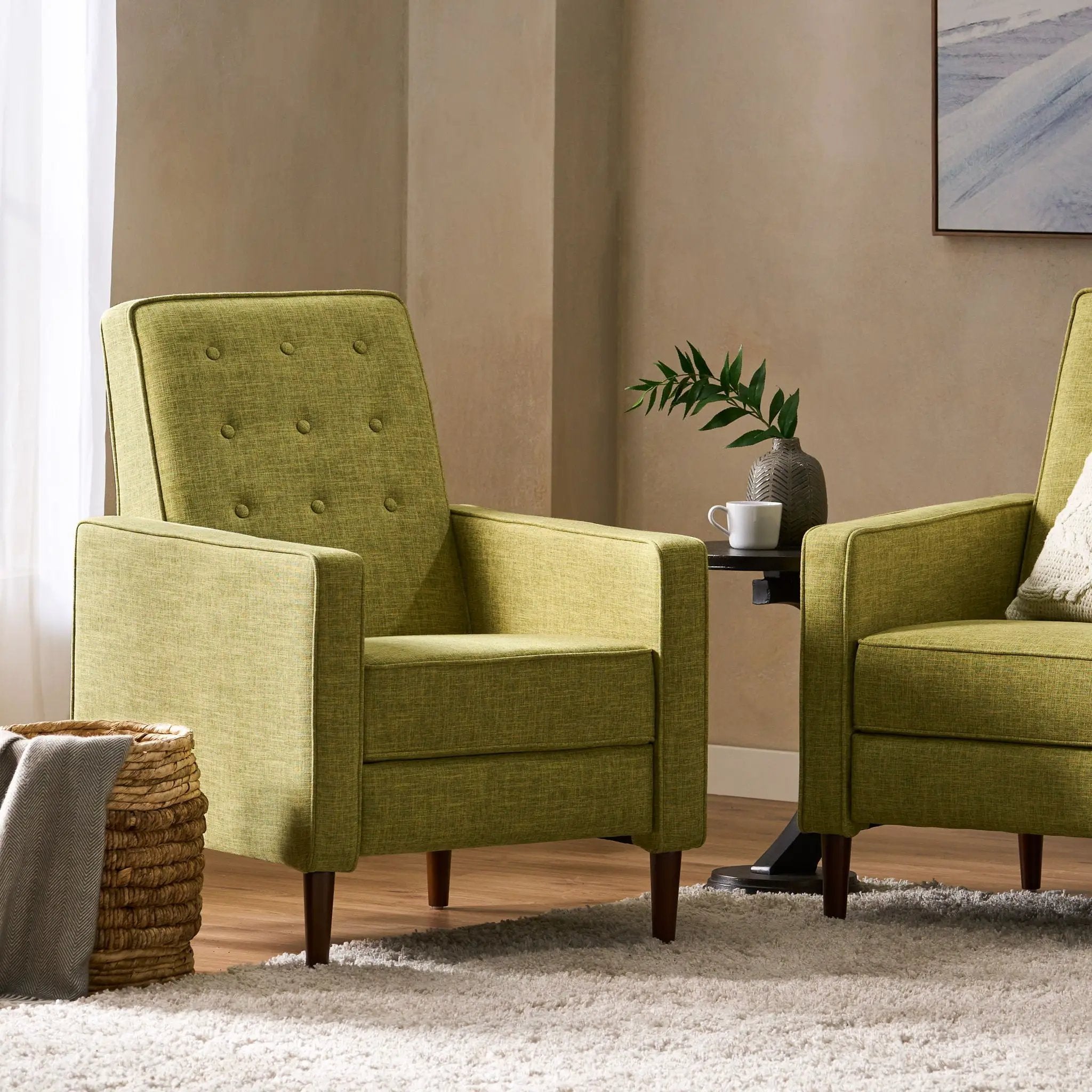 Mid-Century Modern Recliner With Button Tufted Waffle Stitch by Unique Piece Furniture