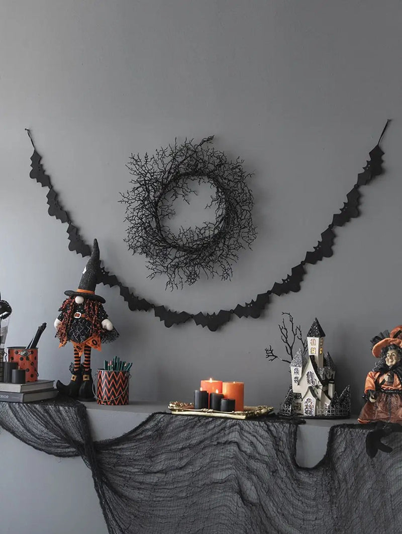 Standing Gnome With Banner & Spring Body, For Halloween Decor - Black / Orange / White by HouseOfZazla