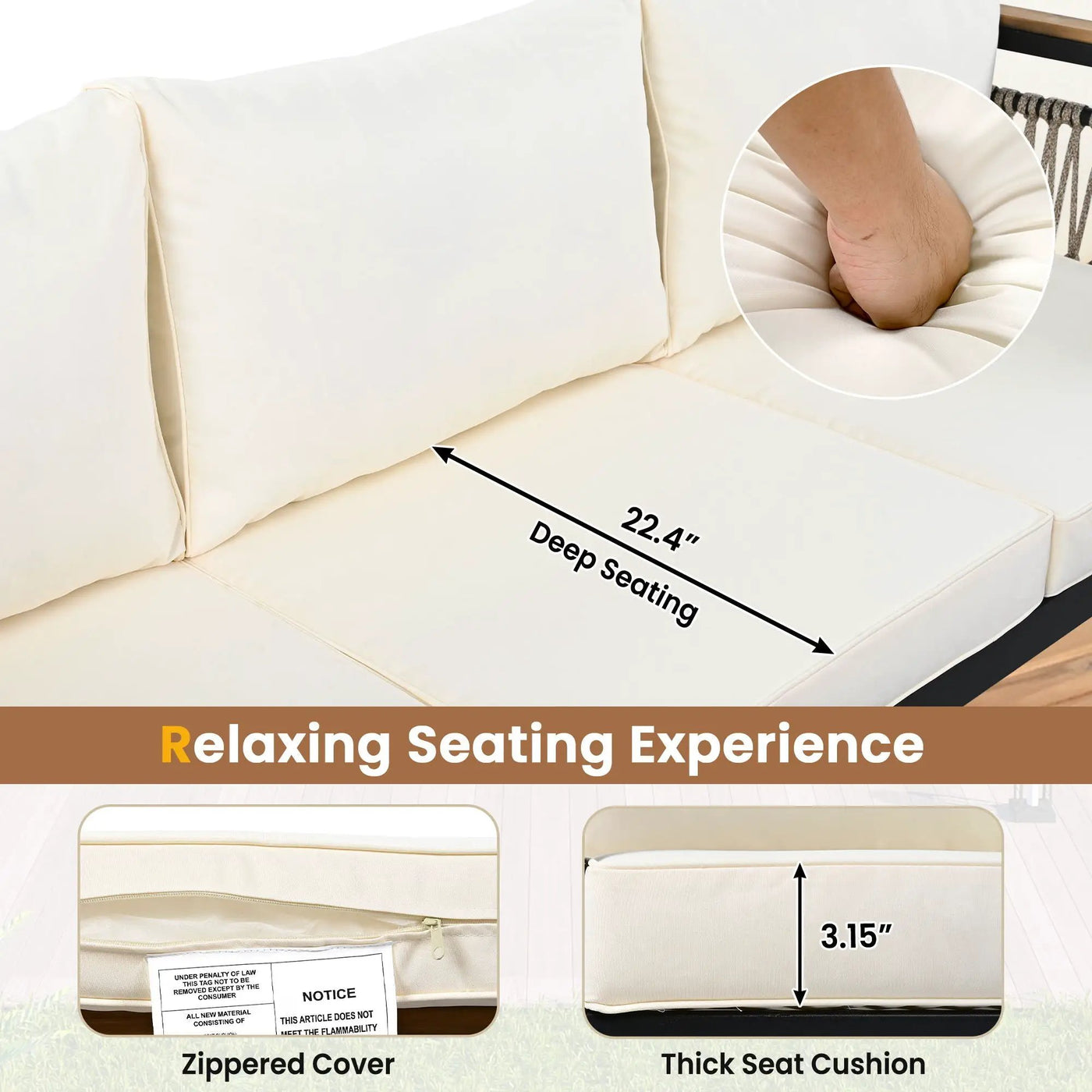 4 Pieces Outdoor Sectional Sofa Set 5 Person Patio Seating Group Outdoor Conversation Set With Cushions And A Coffee Table For Patios by HouseOfZazla