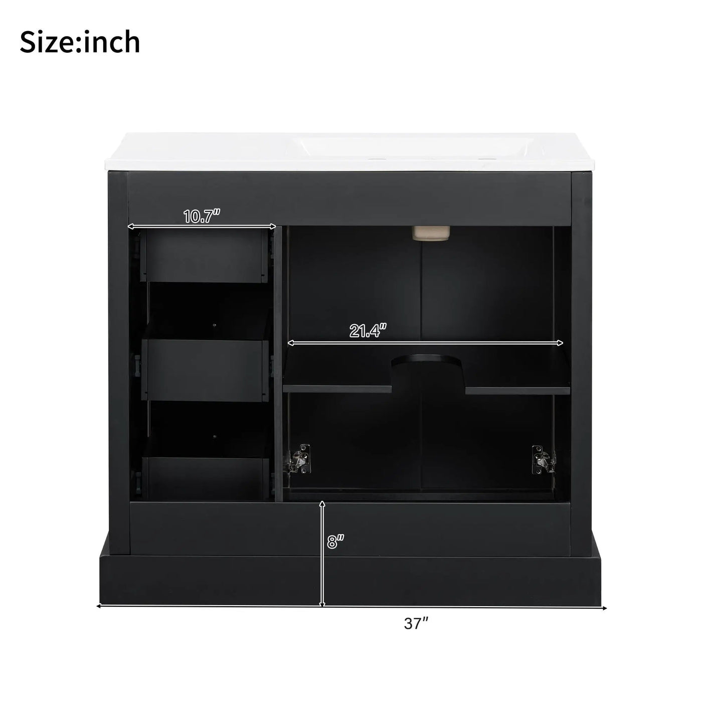 Bathroom Vanity With Sink, Soft-Close Doors, Adjustable U-Shelf, 3 Drawers by HouseOfZazla