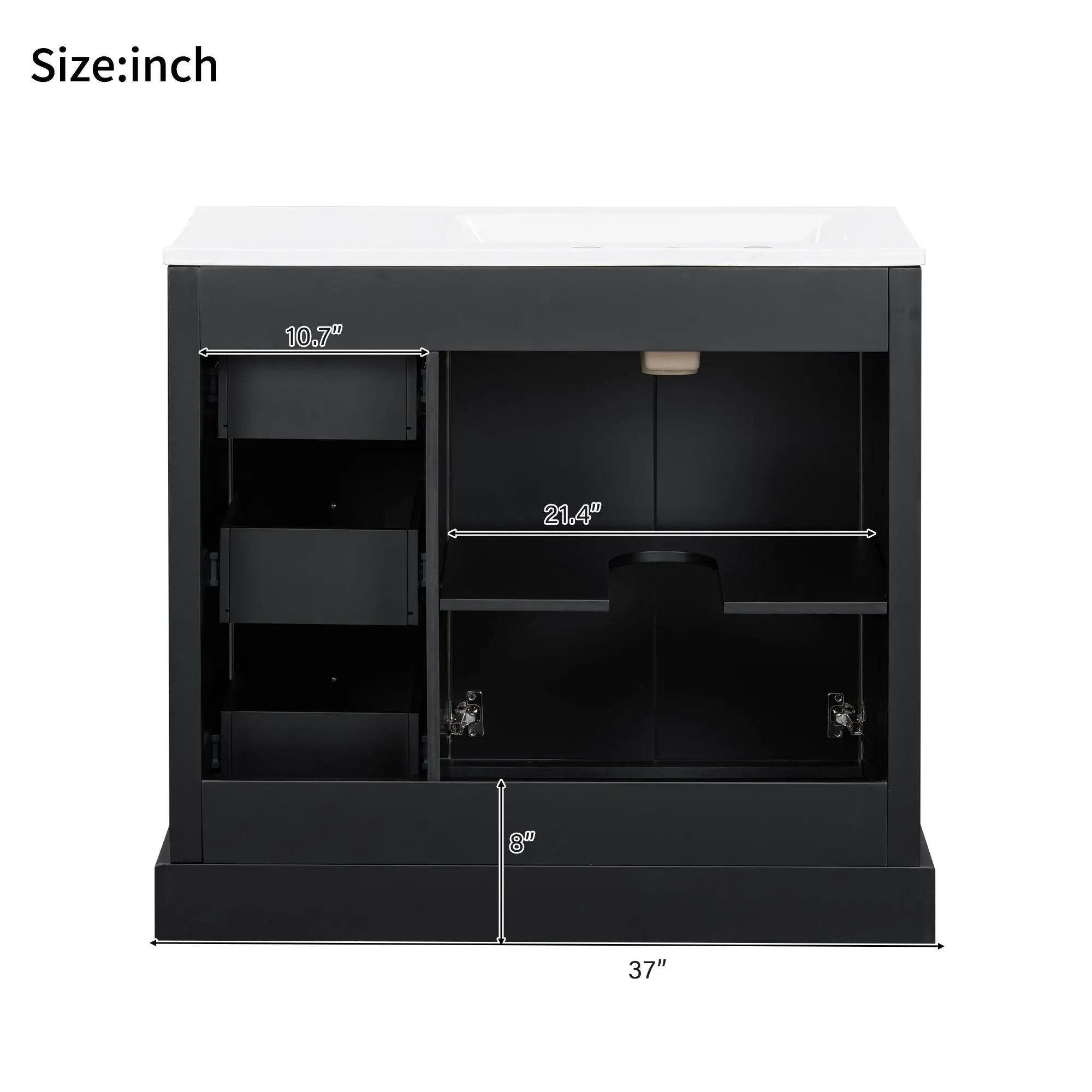 Bathroom Vanity With Sink, Soft-Close Doors, Adjustable U-Shelf, 3 Drawers by HouseOfZazla