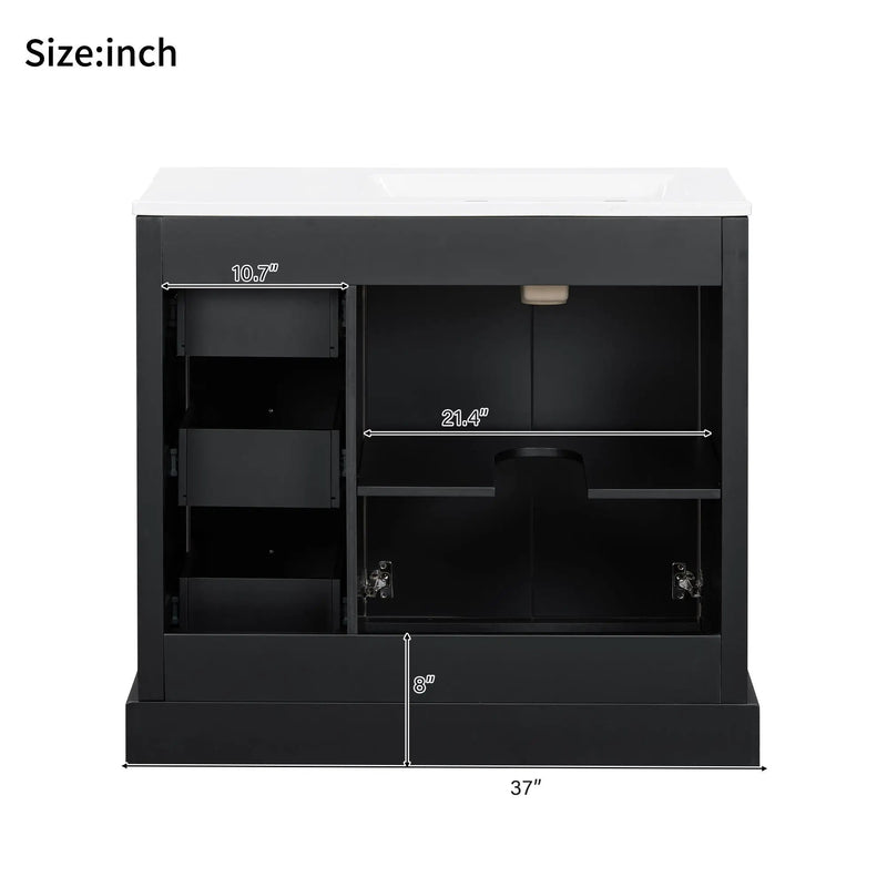 Bathroom Vanity With Sink, Soft-Close Doors, Adjustable U-Shelf, 3 Drawers by HouseOfZazla