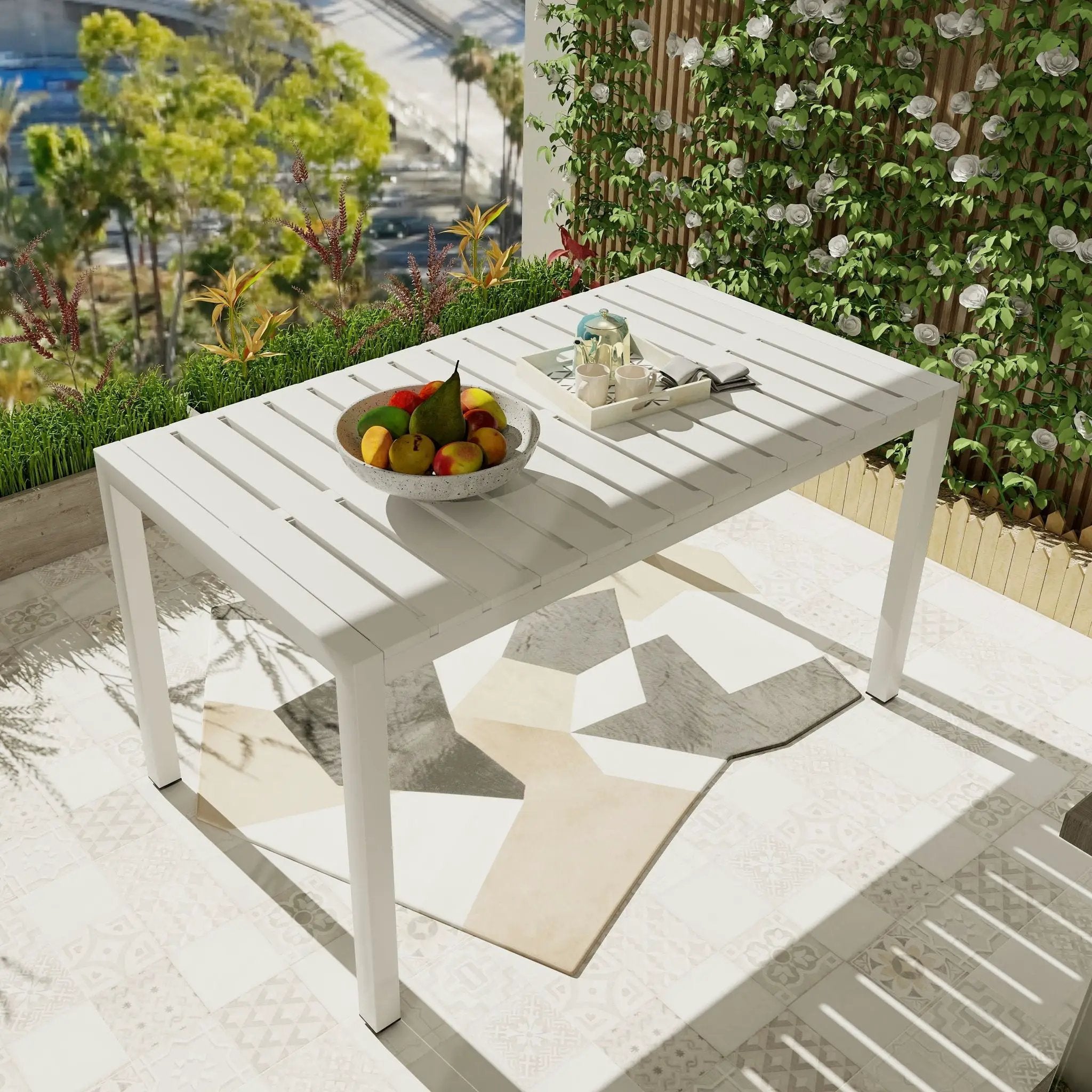 Modern Long Table with UV Resistant Powder-Coated Metal Legs by HouseOfZazla