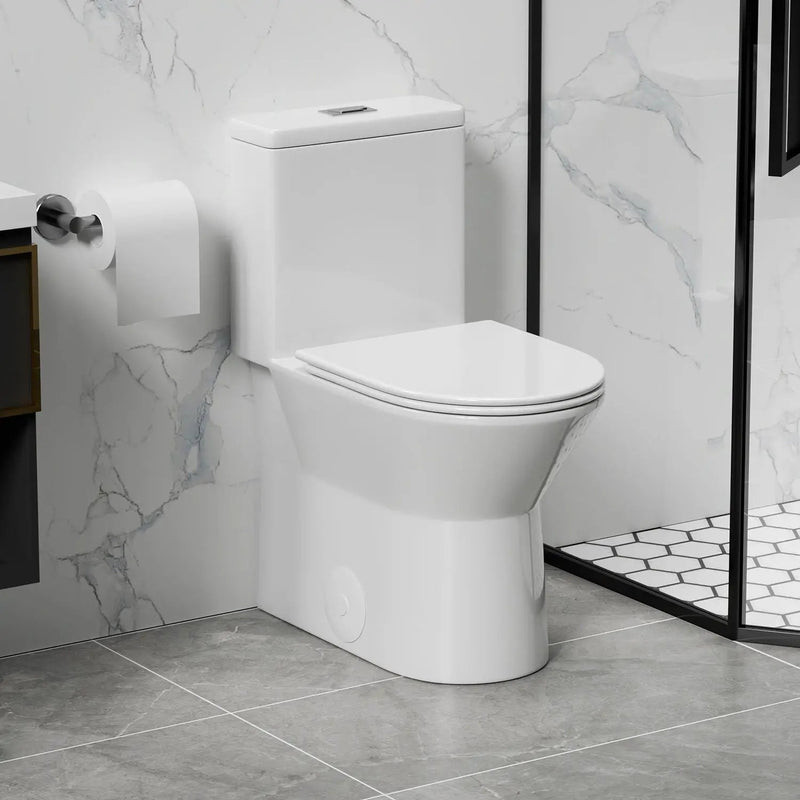 1 Piece Toilet With Dual Flush & Rimless Bowl - Glossy White by HouseOfZazla
