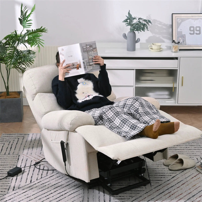 Oversized Power Lift Recliner Chai With Remote Control, Side Pocket, Spacious Seat by HouseOfZazla