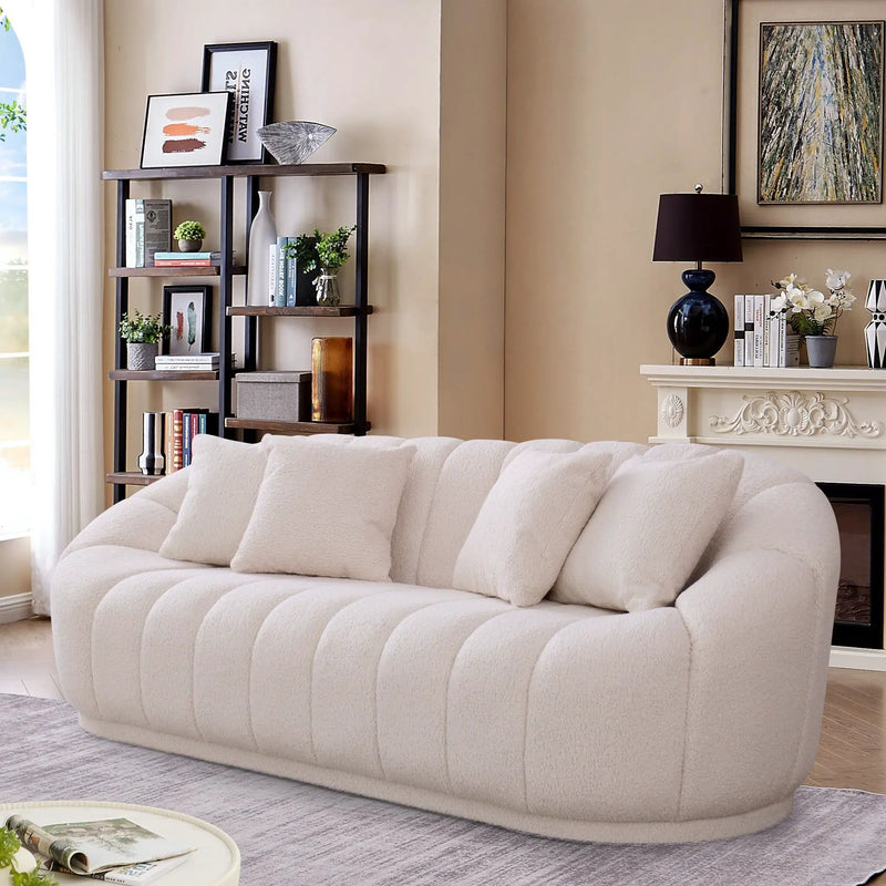 Maximilian - Modern Japandi Style Tight Back Boucle Couches by Unique Piece Furniture