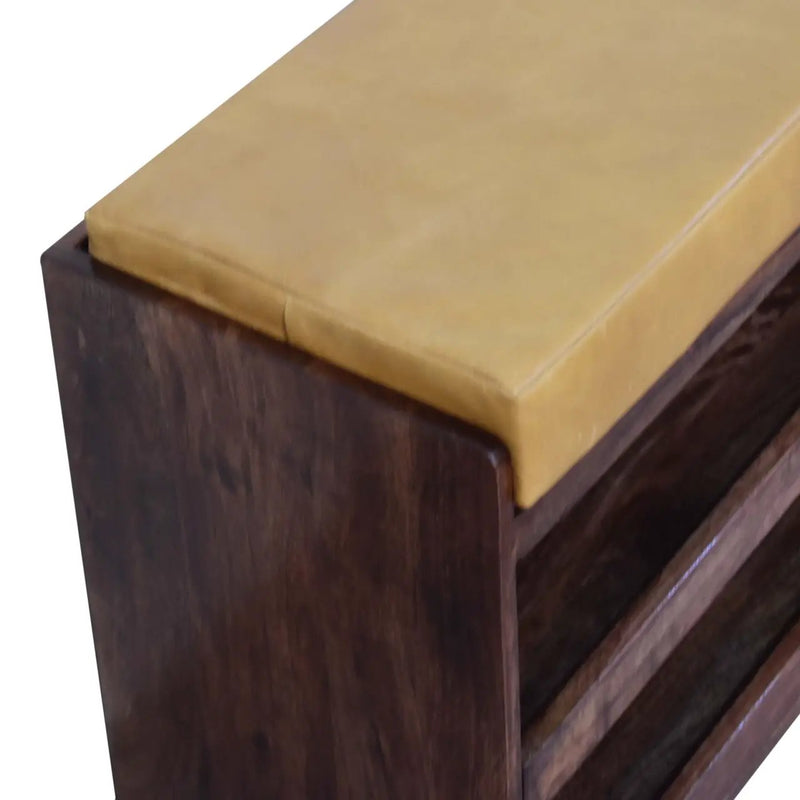 Solid Wood Buffalo Hide Pull Out Bench by HouseOfZazla