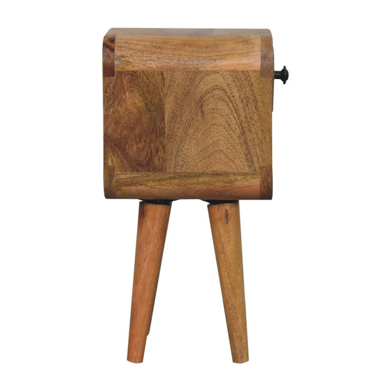 Solid Wood Extra Mini Oak-ish Curve Lower Bedside Table by HouseOfZazla