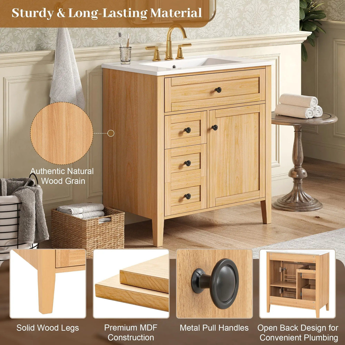 Bathroom Vanity With Sink, Soft Closing Cabinet by HouseOfZazla