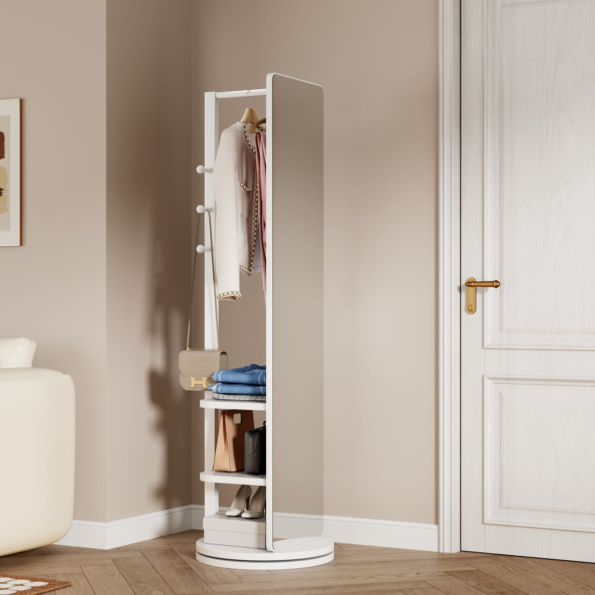 3 In 1 Multifunctional Full-Length Clothing Mirror with Rotating Design - Dark Brown, Black, White, Light Brown, photo 21 of 40