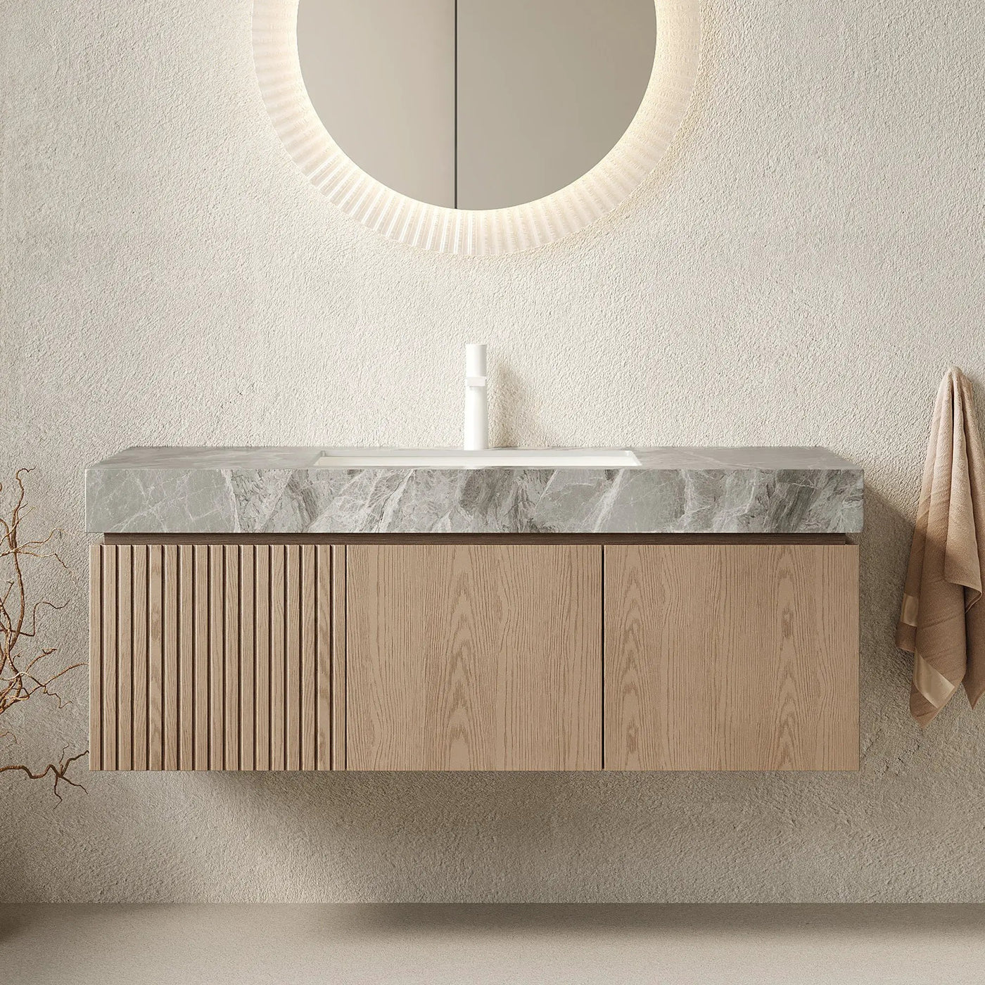 MURI 48" Bathroom Vanity & Sink, Floating Plywood Storage Cabinet by HouseOfZazla