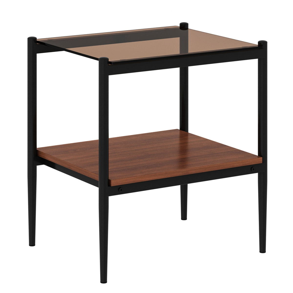 Modern Rectangle End Table Set with Tempered Glass Tabletop - Brown, photo 5 of 14
