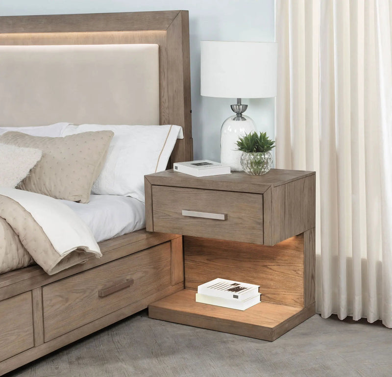 Kenora 1-drawer Nightstand Bedside Table Barley Brown by Unique Piece Furniture