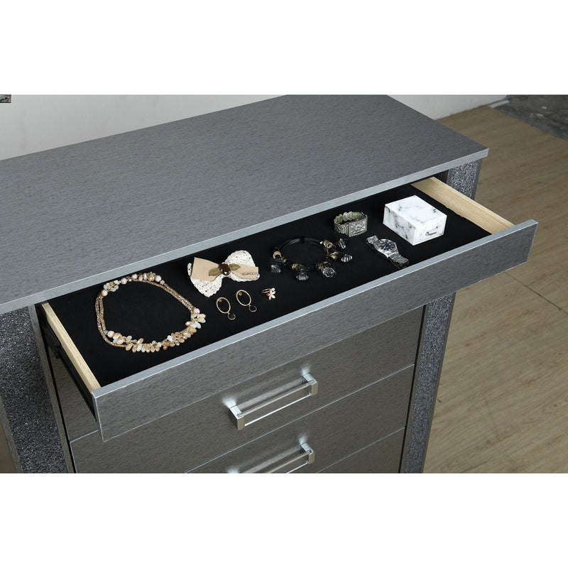 Silver Accent Chest with Hidden Jewelry Compartment and Bar Handle, photo 4 of 7