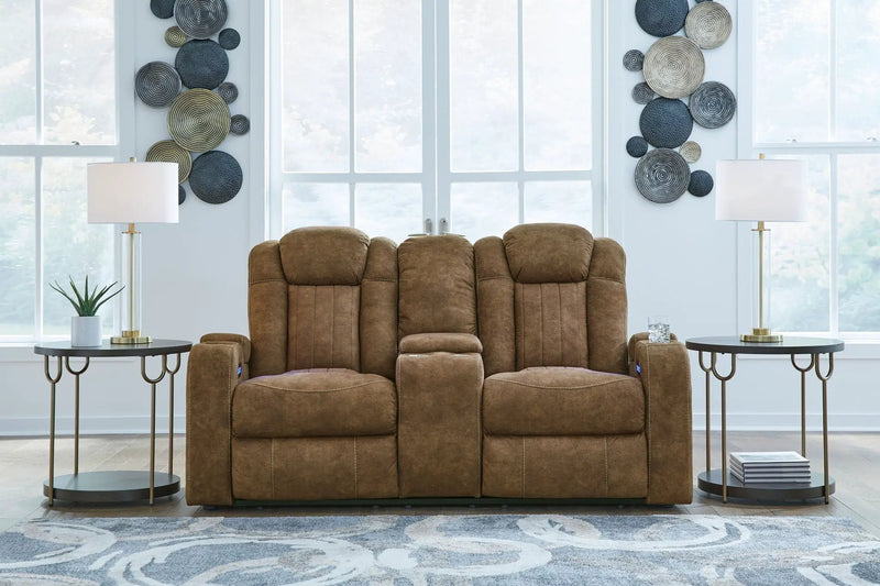 Wolfridge - 2 Pc. - Power Reclining Sofa, Power Reclining Loveseat With Console - Brindle by Unique Piece Furniture