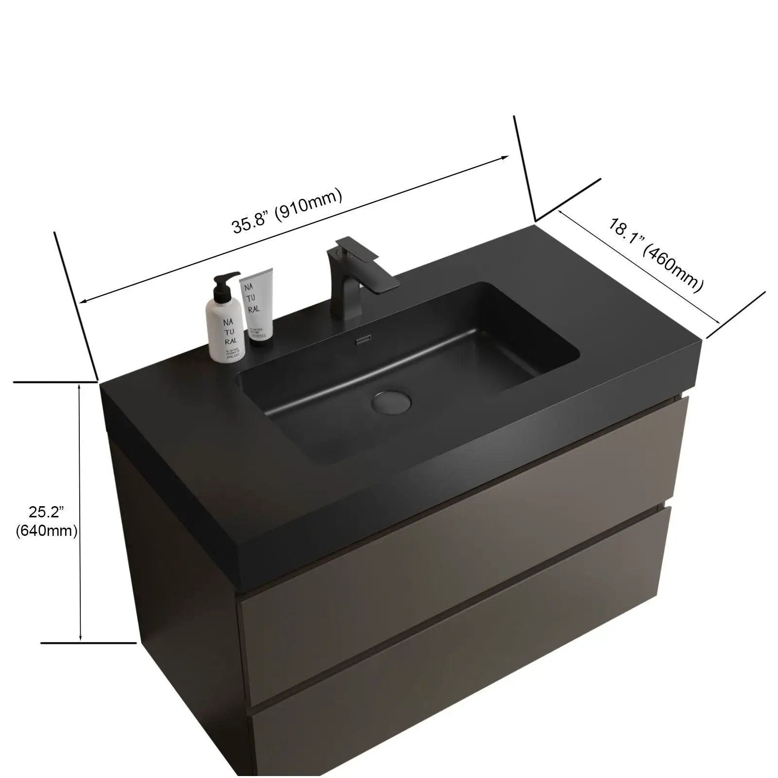 Alice - Bathroom Vanity With Sink, Large Storage Wall Mounted Floating Bathroom Vanity For Modern Bathroom, One-Piece Sink Basin Without Drain And Faucet by Unique Piece Furniture