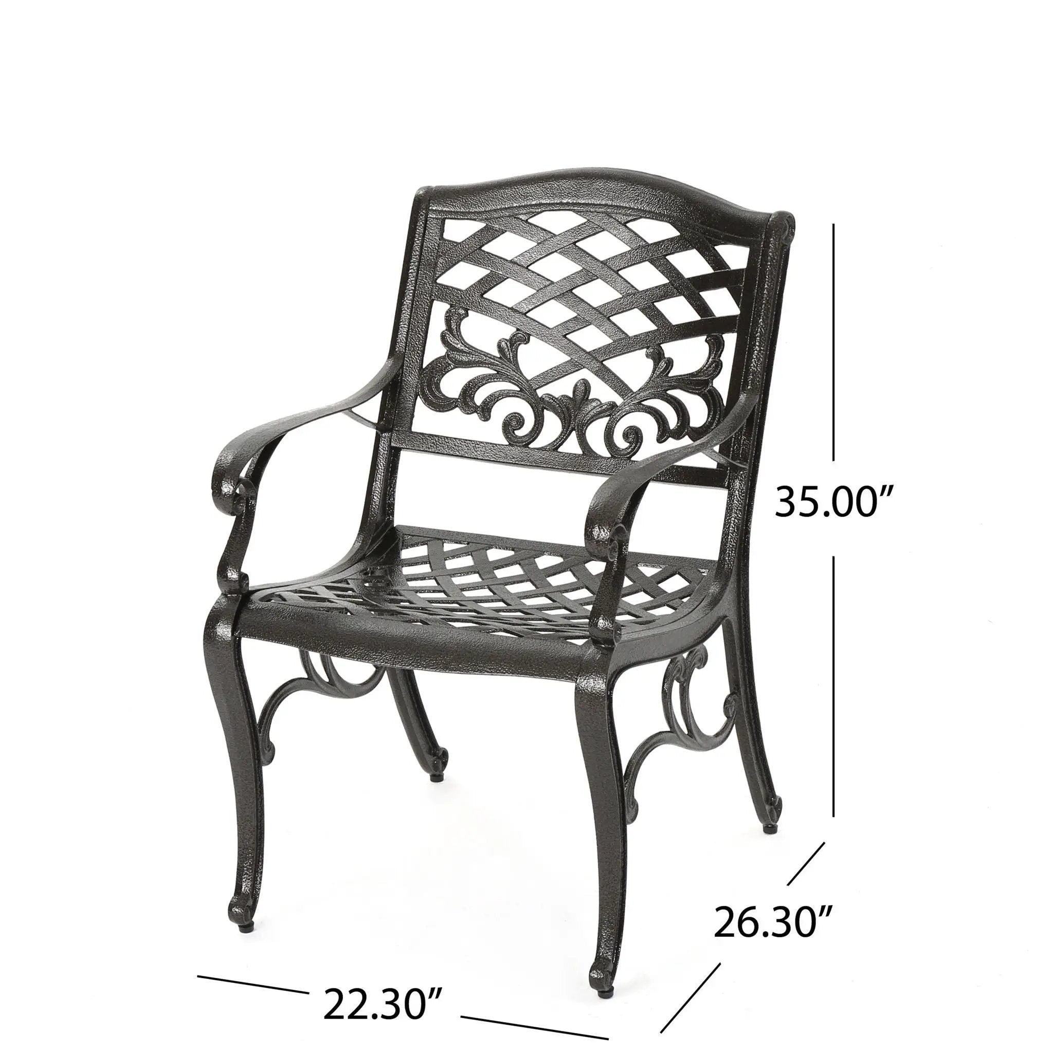 Luminea Outdoor Aluminum Dining Chair with Scroll Design, Bronze by HouseOfZazla