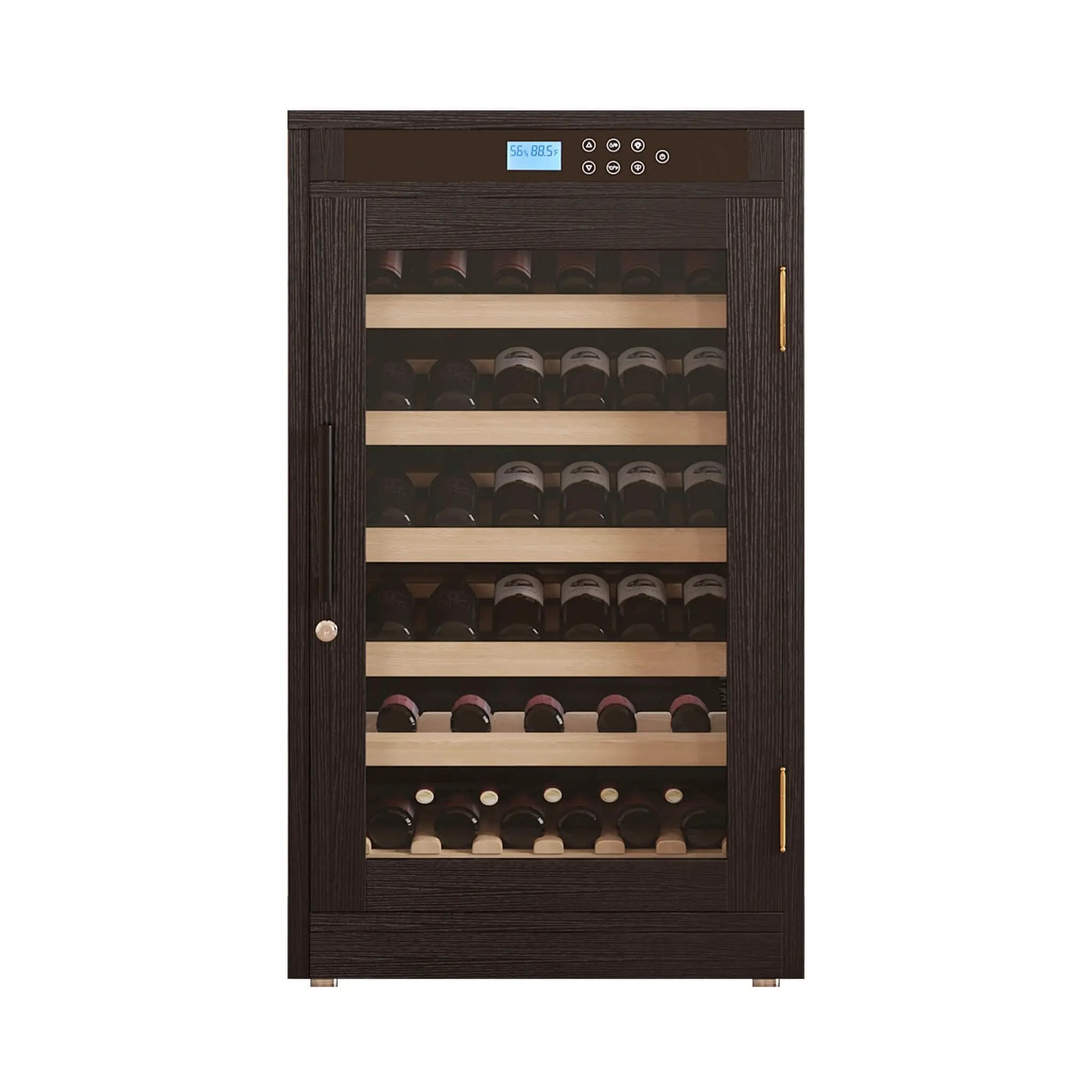 Nuvia 69-Bottle 7.6 Cu.Ft Freestanding Smart Wooden Wine Cooler With LED Touch Display (SAK24861) by SAKSBY WHOLESALE