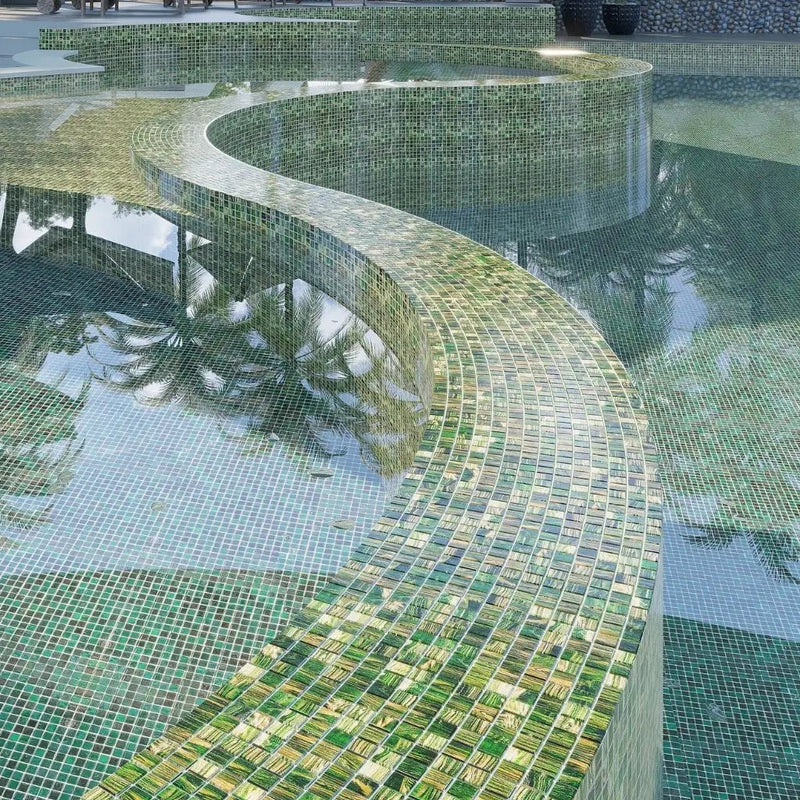 Lincoln Green Gold 12x12 Glossy Uniform Square Glass Mosaic Tile (20 pack, 20 sq ft/case) by Apollo Tile