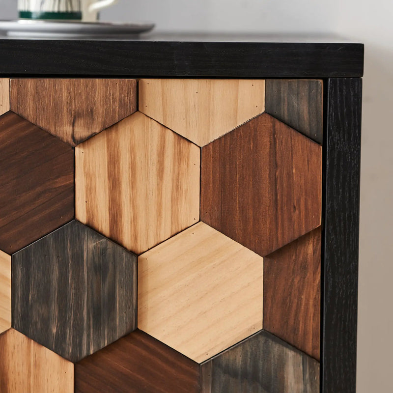 Distressed Storage Cabinet with Honeycomb Pattern by HouseOfZazla