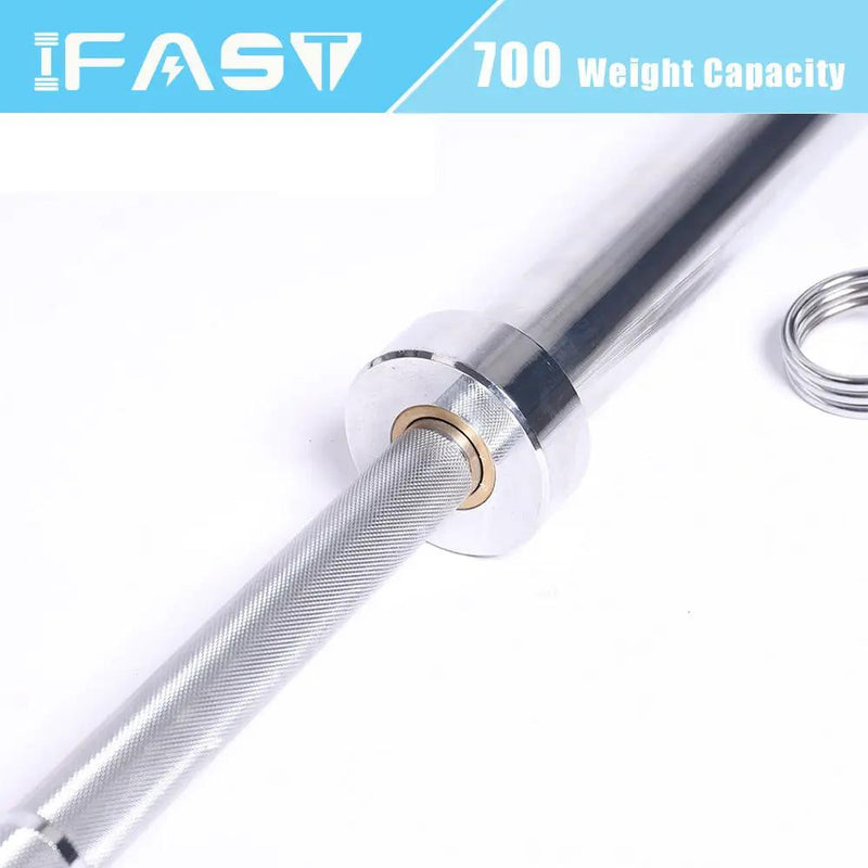 Barbell Bar For 2" Olympic Plates, Home Gym Weightlifting Bar 4Ft Solid Chrome Weight Bar 5Ft Fitness Training Curl Barbell 7.2Ft - Silver by HouseOfZazla