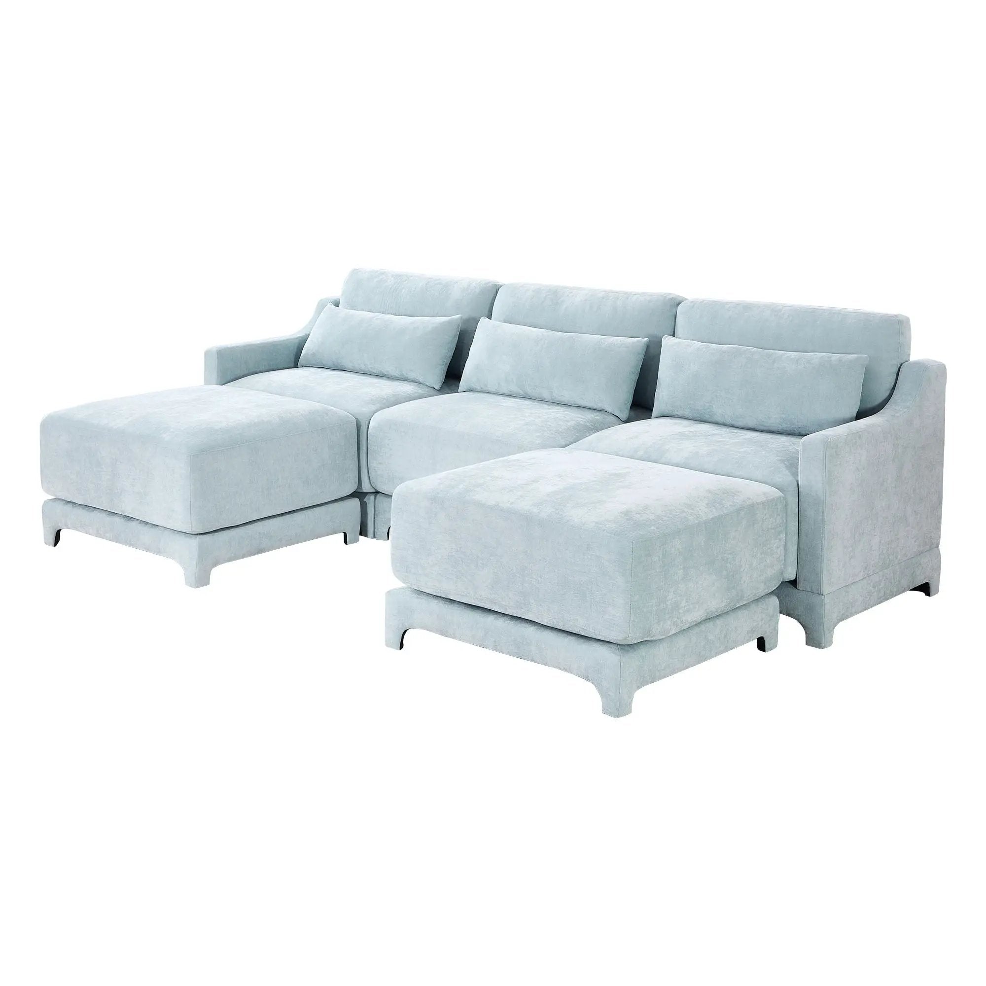 Stylish Sofa With Ottoman And Lumbar Pillows, Ergonomic Design by HouseOfZazla