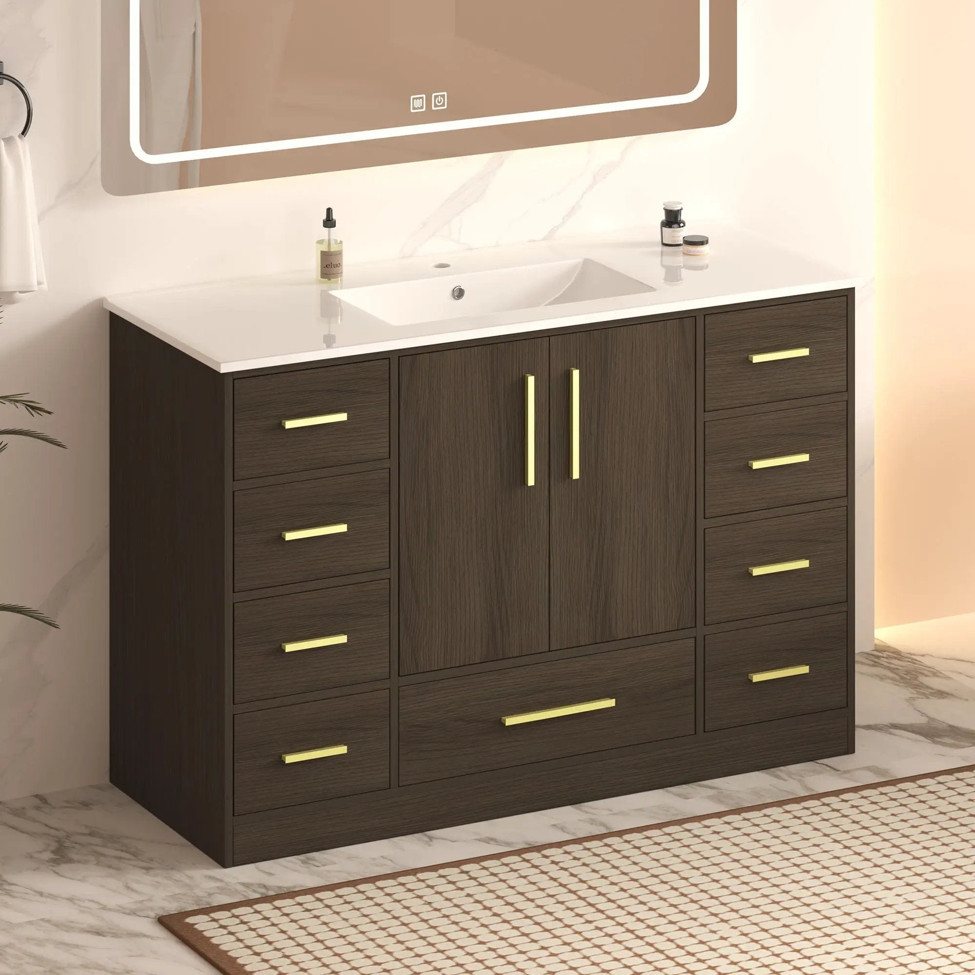 Bathroom Vanity With Abundant Storage 2 Soft Close Doors And 9 Drawers by Unique Piece Furniture