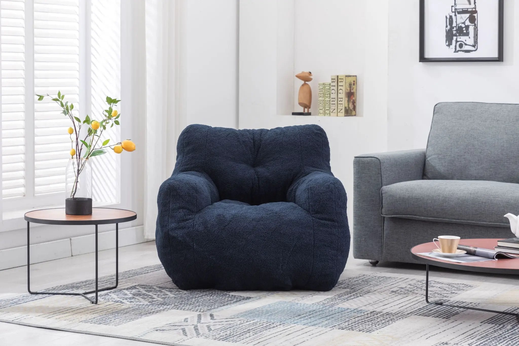Soft Teddy Fabric Tufted Foam Bean Bag Chair With Teddy Fabric by Unique Piece Furniture