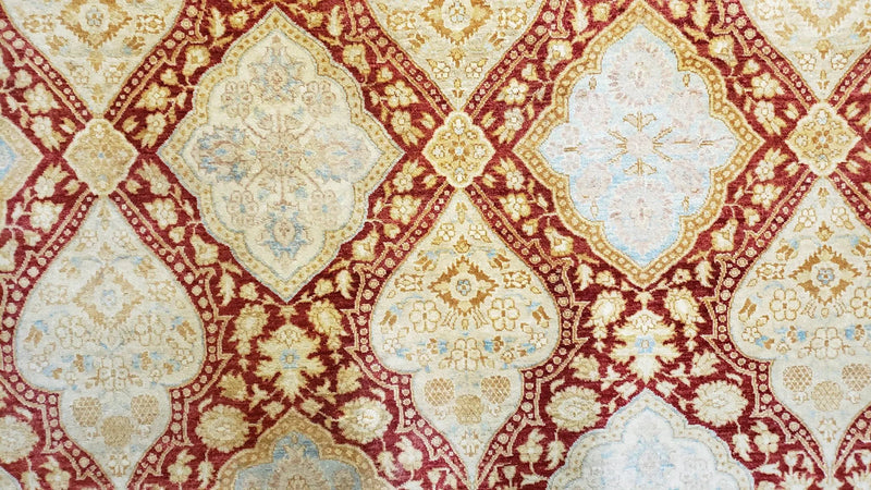 9x12 Peshawar Rug Pakistani Oriental Carpet Sky Blue and Red Wool Vintage Master Bedroom Rug Hand-Knotted Living Room Rug Dining Room Rug by Jewel Rugs