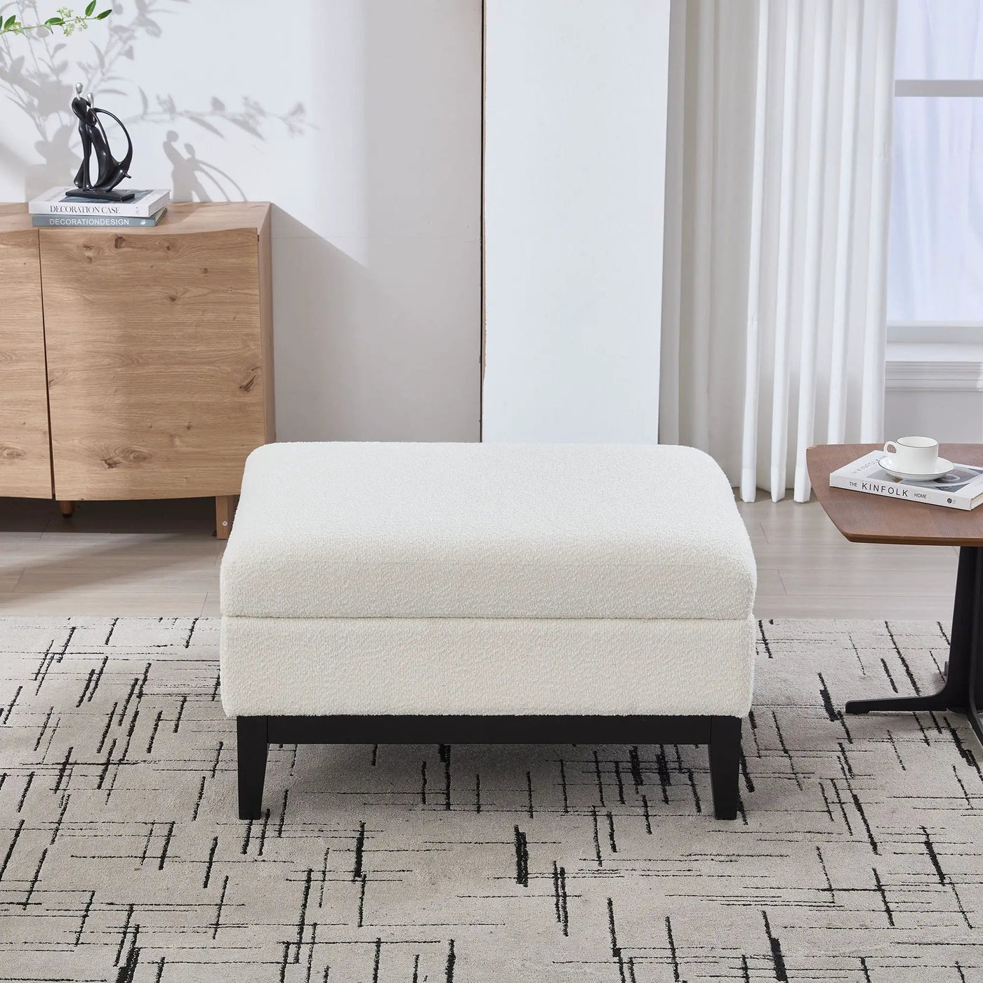 Upholstered Storage Ottoman With Reversible Lid Coffee Table With Rubberwood Legs by HouseOfZazla