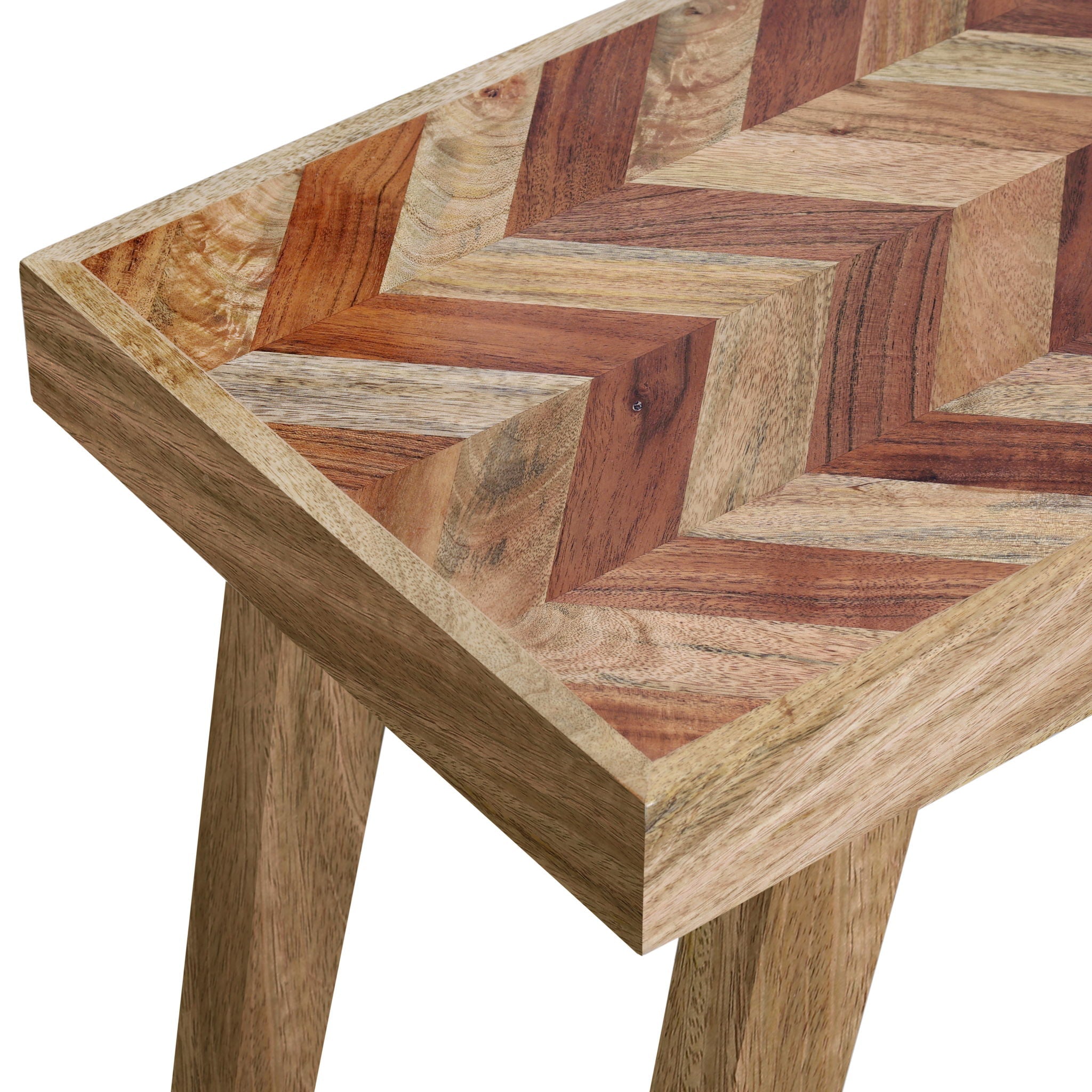Artisan Handcrafted Mango Wood Bench Rustic Boho Style - Natural by HouseOfZazla