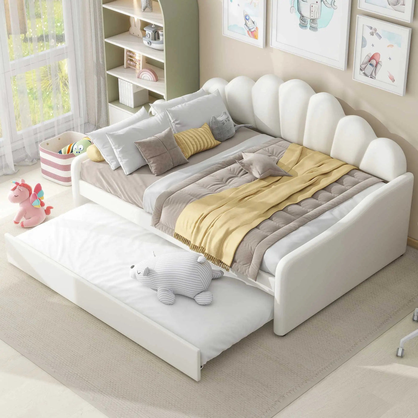 Upholstery Daybed Frame With Shell Shaped Backrest by Unique Piece Furniture
