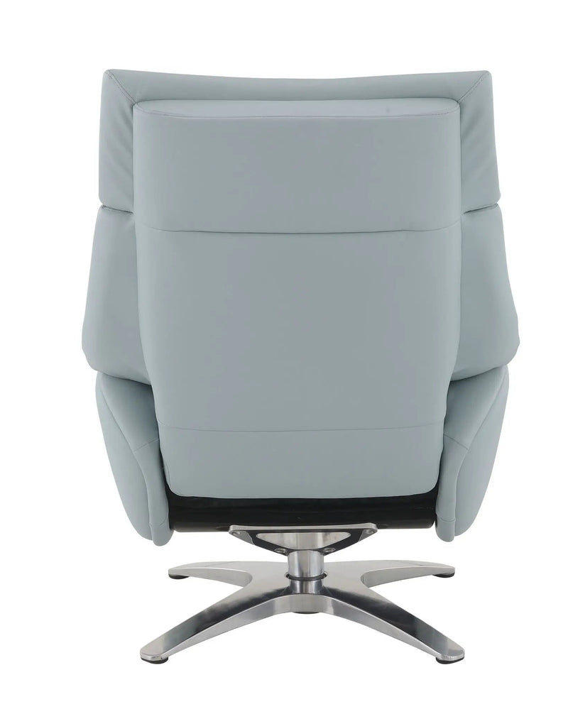 Janella - Top Grain Leather Accent Chair With Swivel & Ottoman - Baby Blue by HouseOfZazla