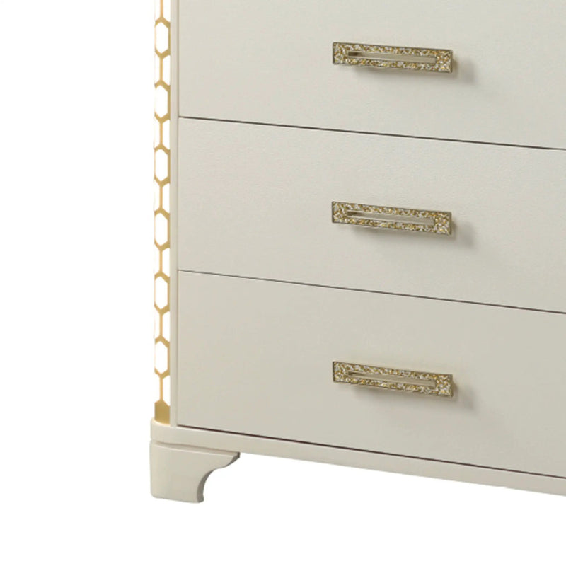 Jasmine - 5 Drawer Chest With Side LED Lightning - Beige