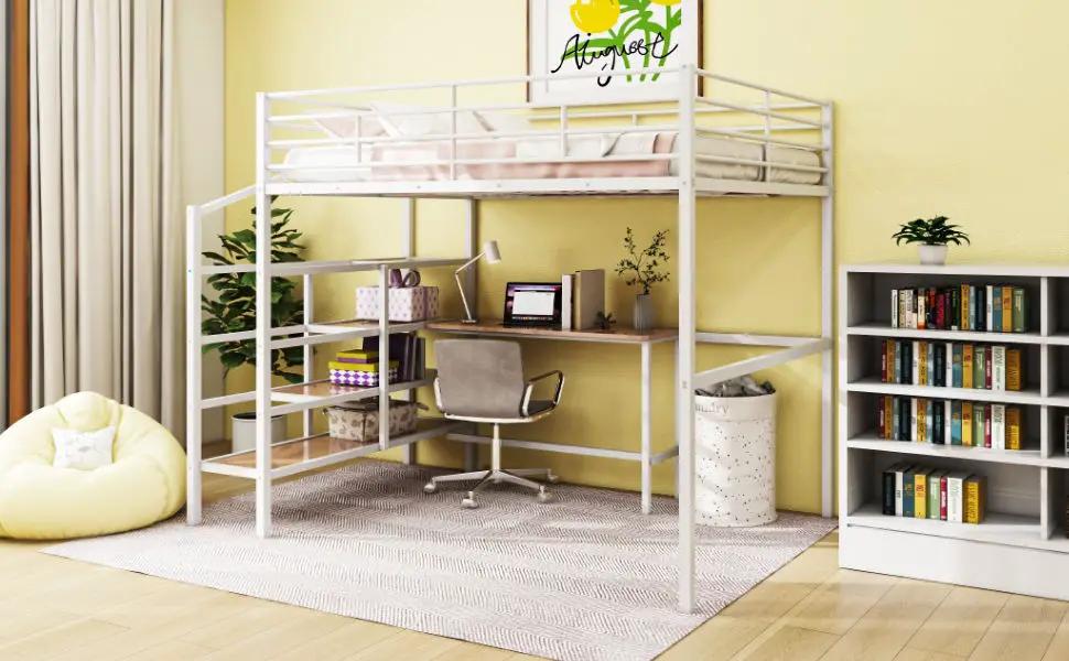 Loft Bed With Desk And Lateral Storage Ladder by HouseOfZazla