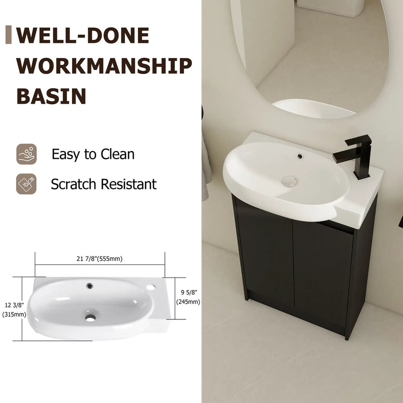 23" Freestanding Bathroom Vanity with Sink and Storage Rack by HouseOfZazla
