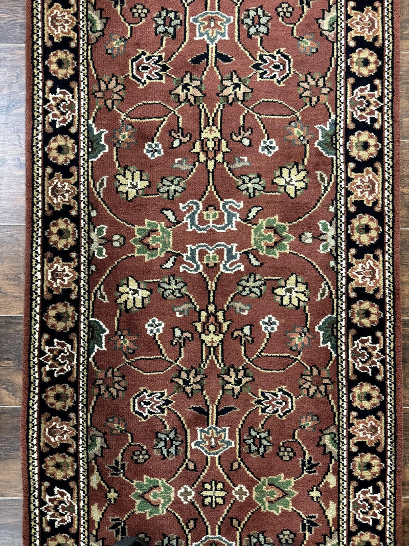 Indo Persian Sarouk Runner Rug 2.8 x 20 ft Runner for Hallway, Long Runner Rug, Handmade by Jewel Rugs