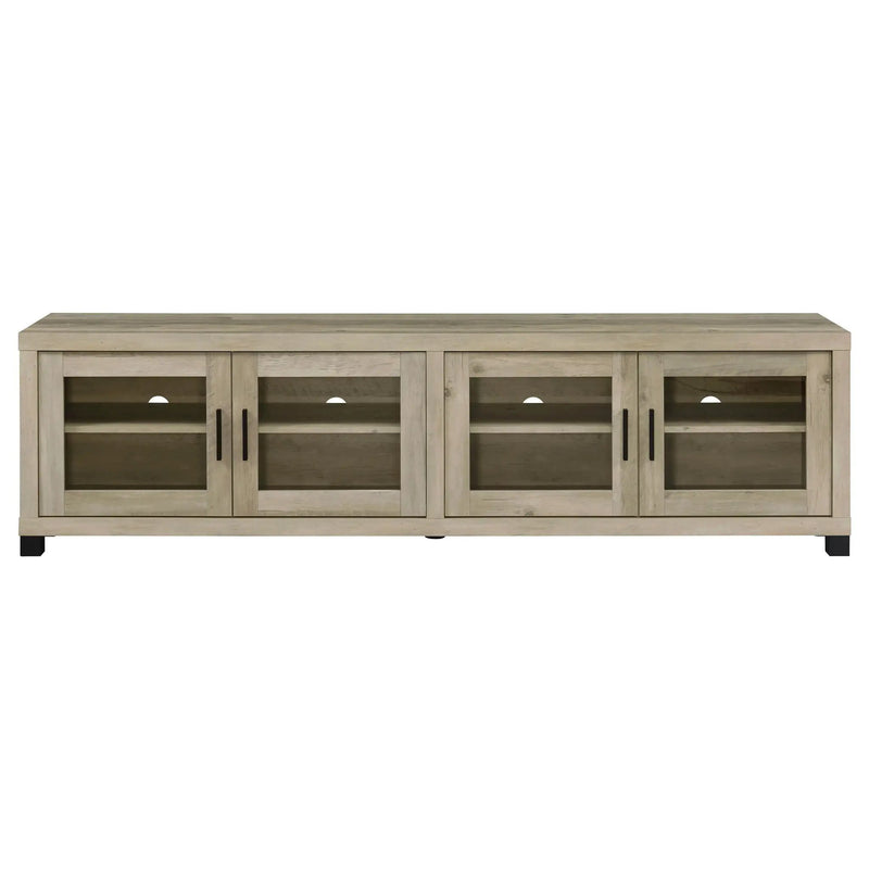 Sachin 4-door Engineered Wood 79-inch TV Stand Distressed Pine by Unique Piece Furniture