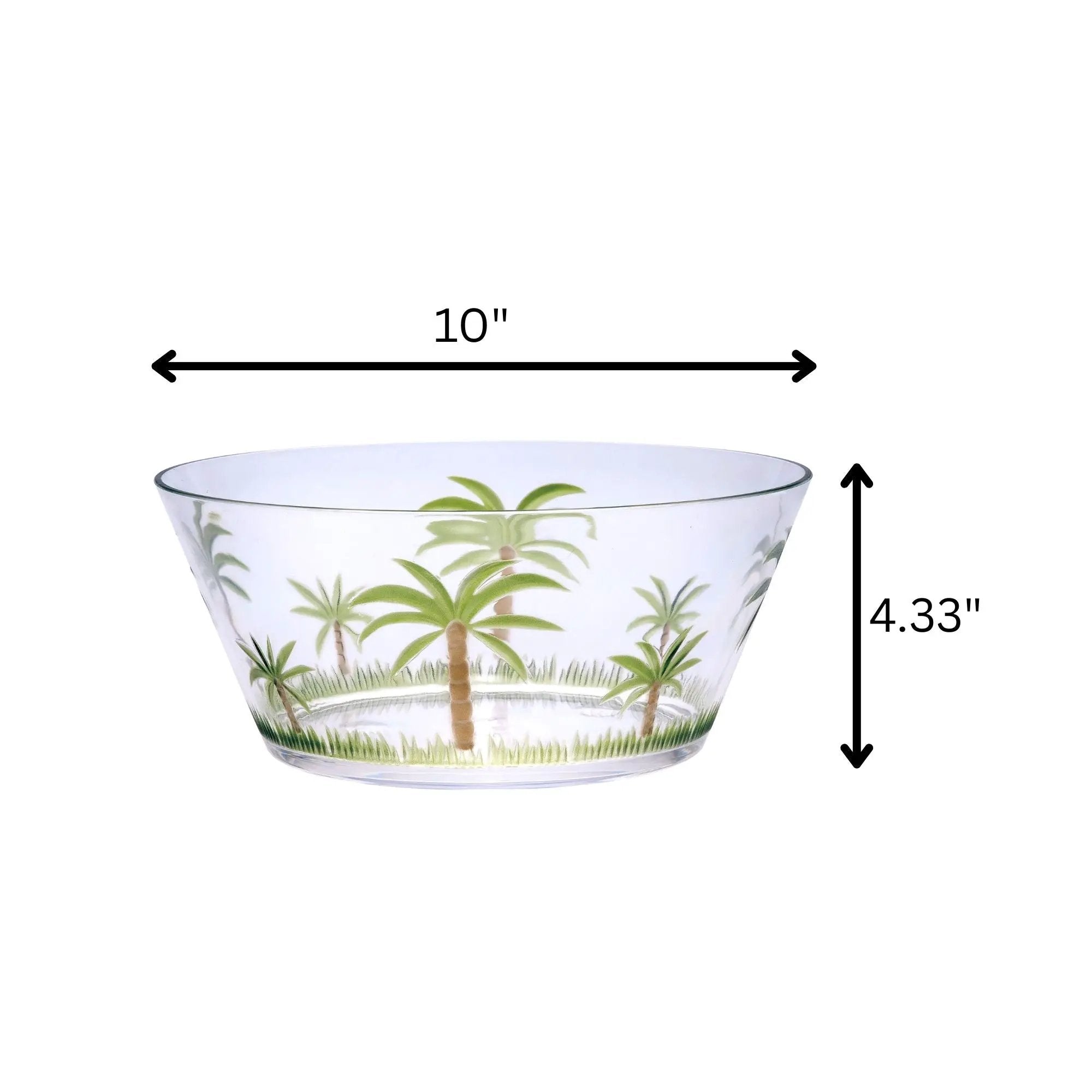 Palm Tree Acrylic Serving Bowls, Unbreakable Large Plastic Bowls by HouseOfZazla