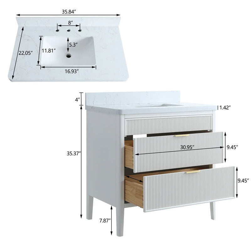 Fully Assembled 36'' Bathroom Vanity by HouseOfZazla
