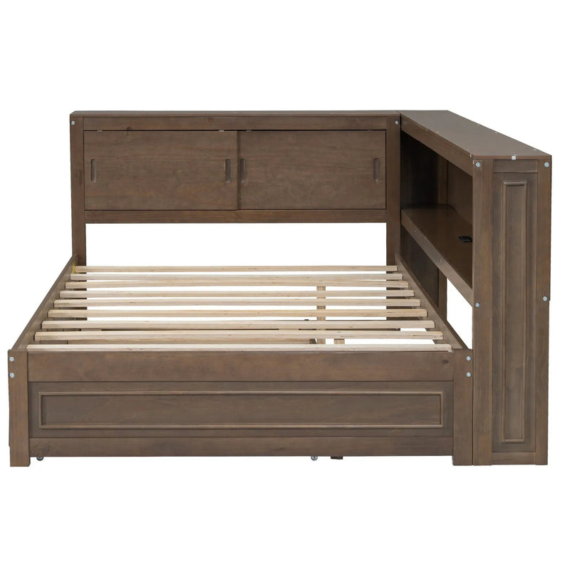 Daybed With Storage Shelves, LED, USB, And Trundle by Unique Piece Furniture