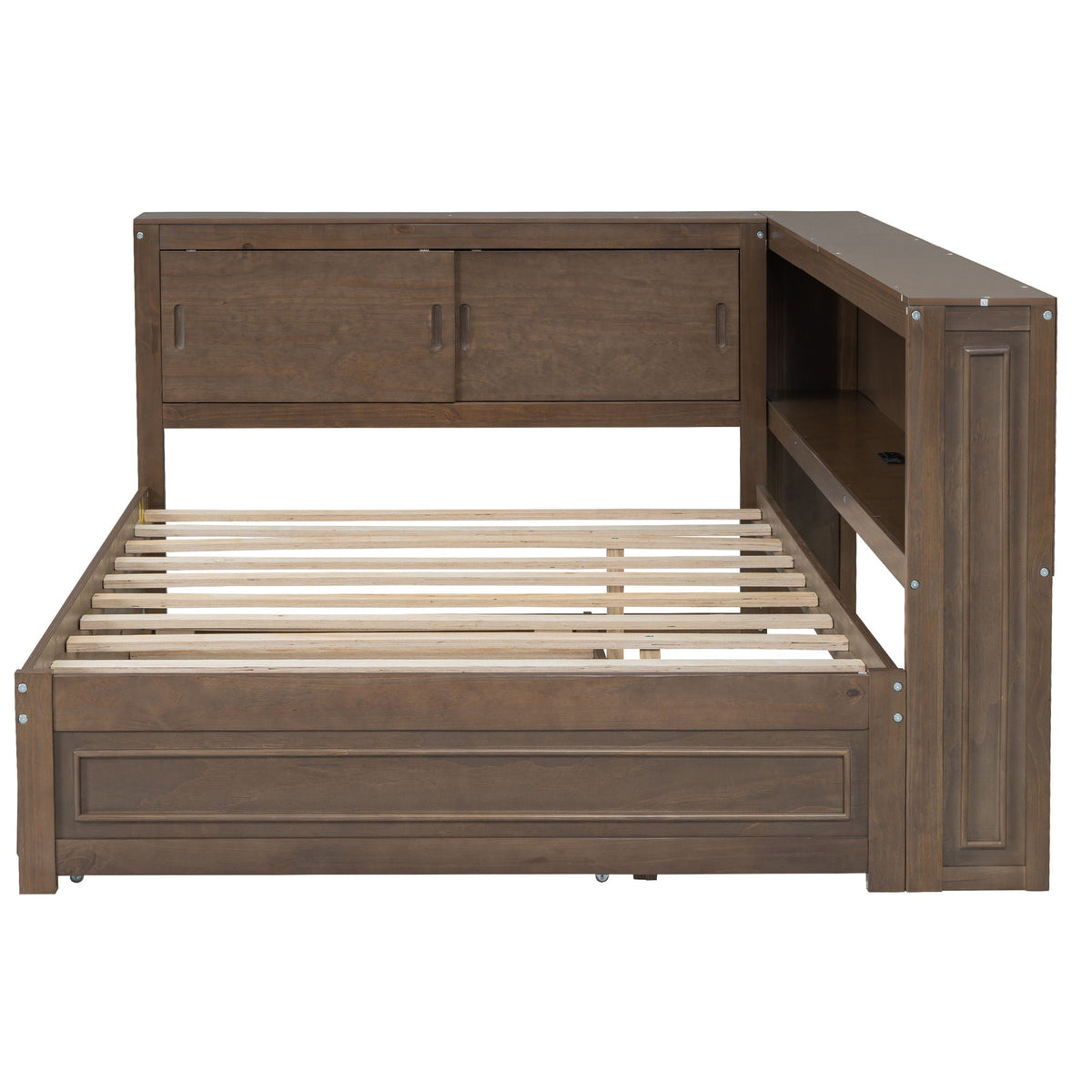 Full Size Daybed with Storage Shelves and Trundle - Dark Brown or White, photo 9 of 28