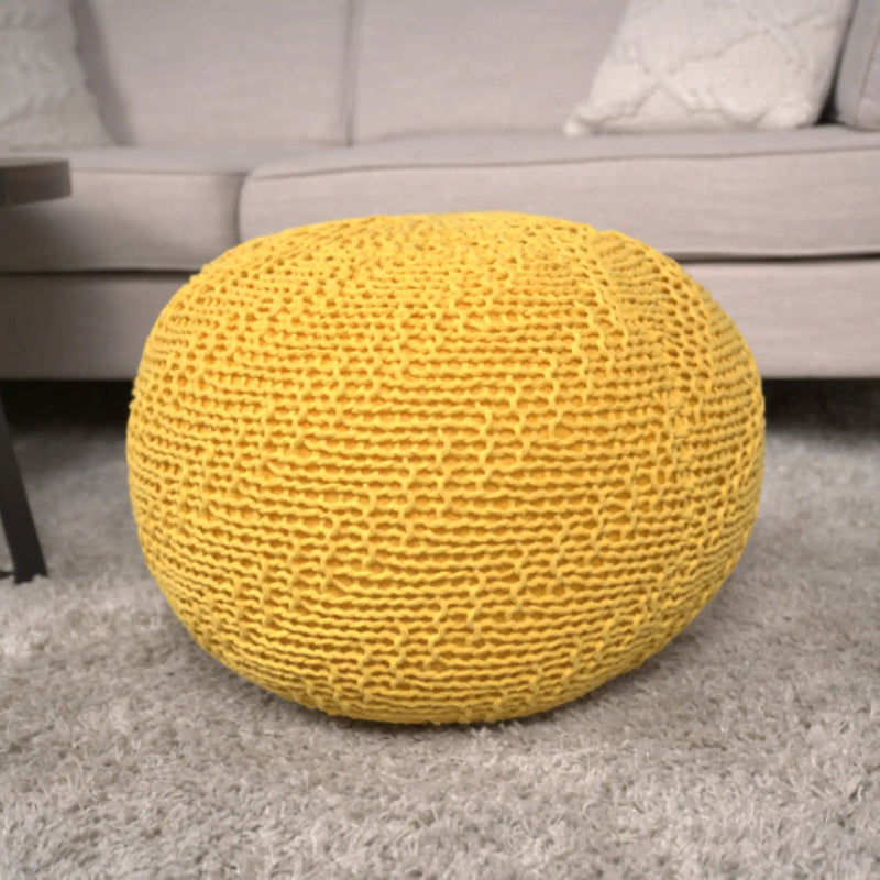Bordeaux - Knitted Round Pouf Ottoman by Unique Piece Furniture