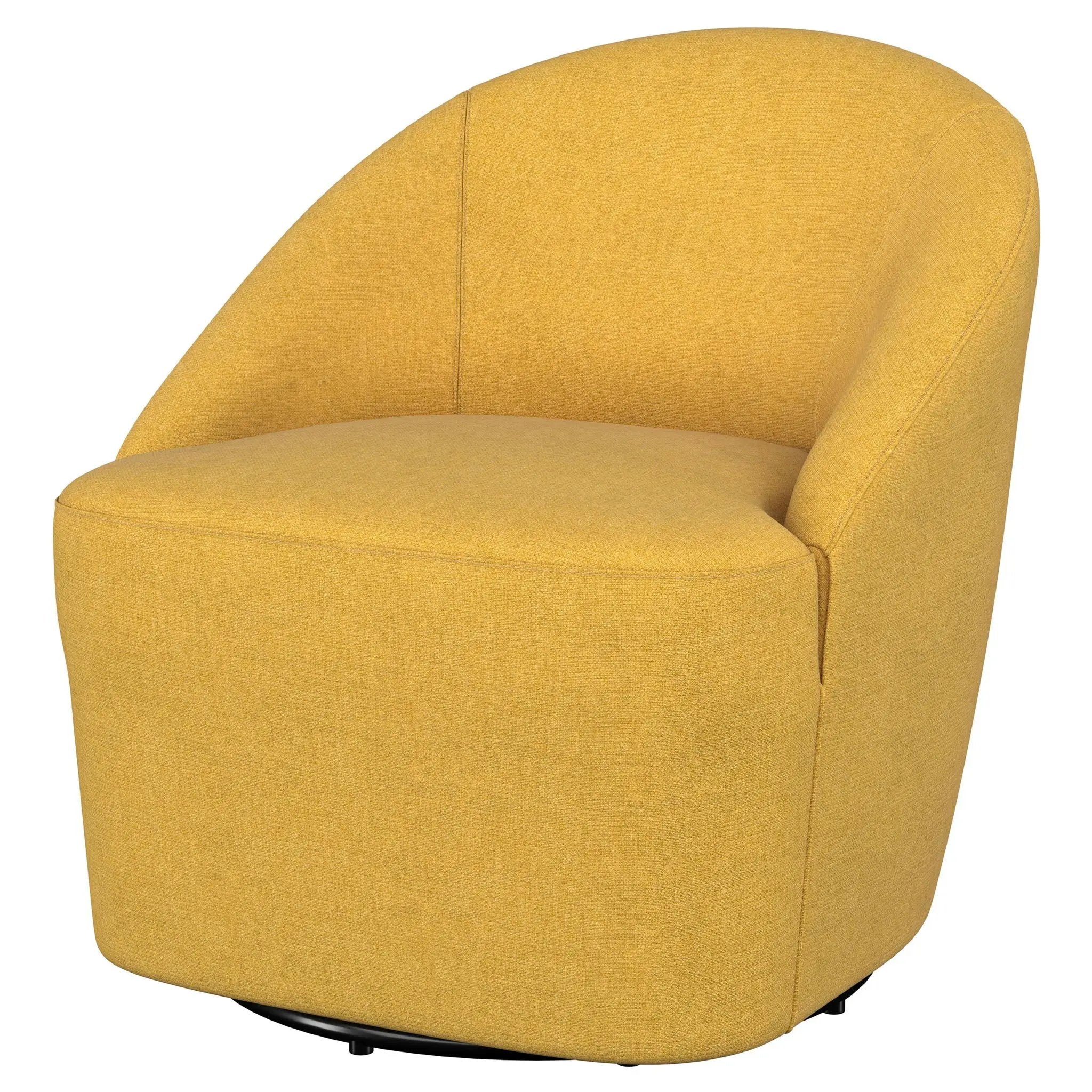 Leon Upholstered Barrel Accent Swivel Chair Mustard Yellow by Unique Piece Furniture