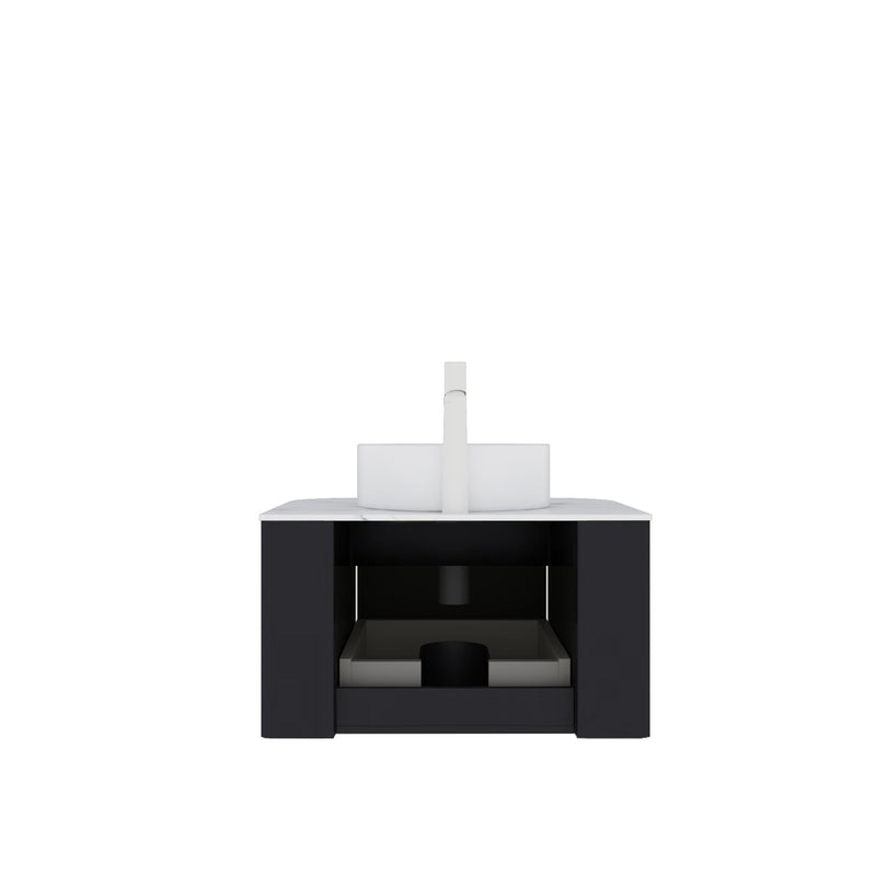 DINA 24" Bathroom Vanity & Sink with Floating Curved Edges Striped Storage Cabinet by HouseOfZazla