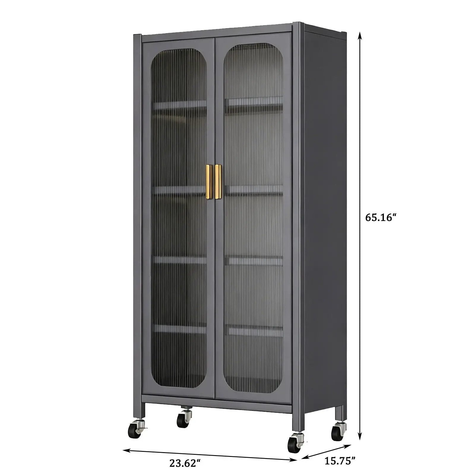 6 Tier Storage Cabinet With Transparent Door, Adjustable Shelves & Wheels by Unique Piece Furniture