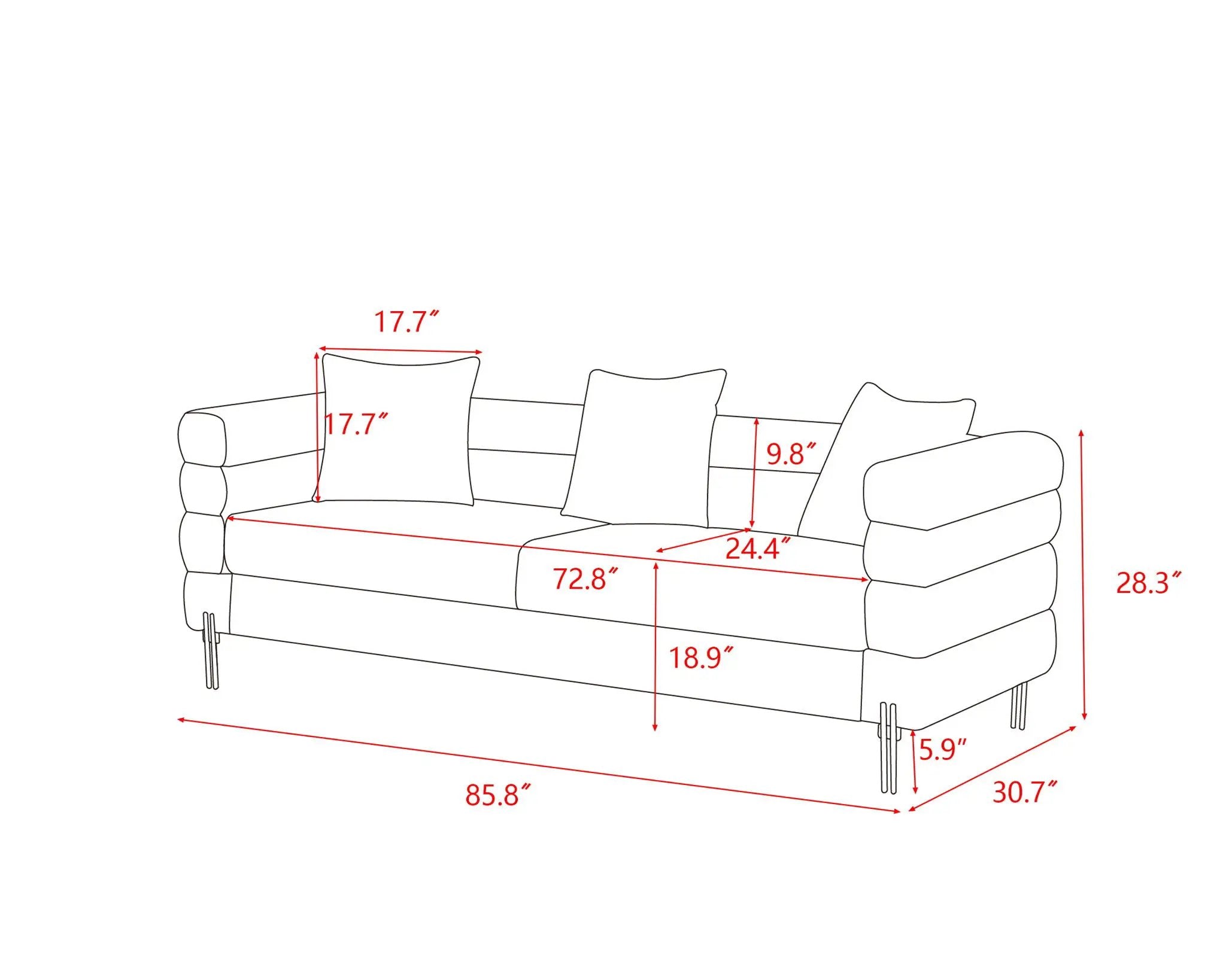 Modern Luxurious And Comfortable Upholstered Sofa