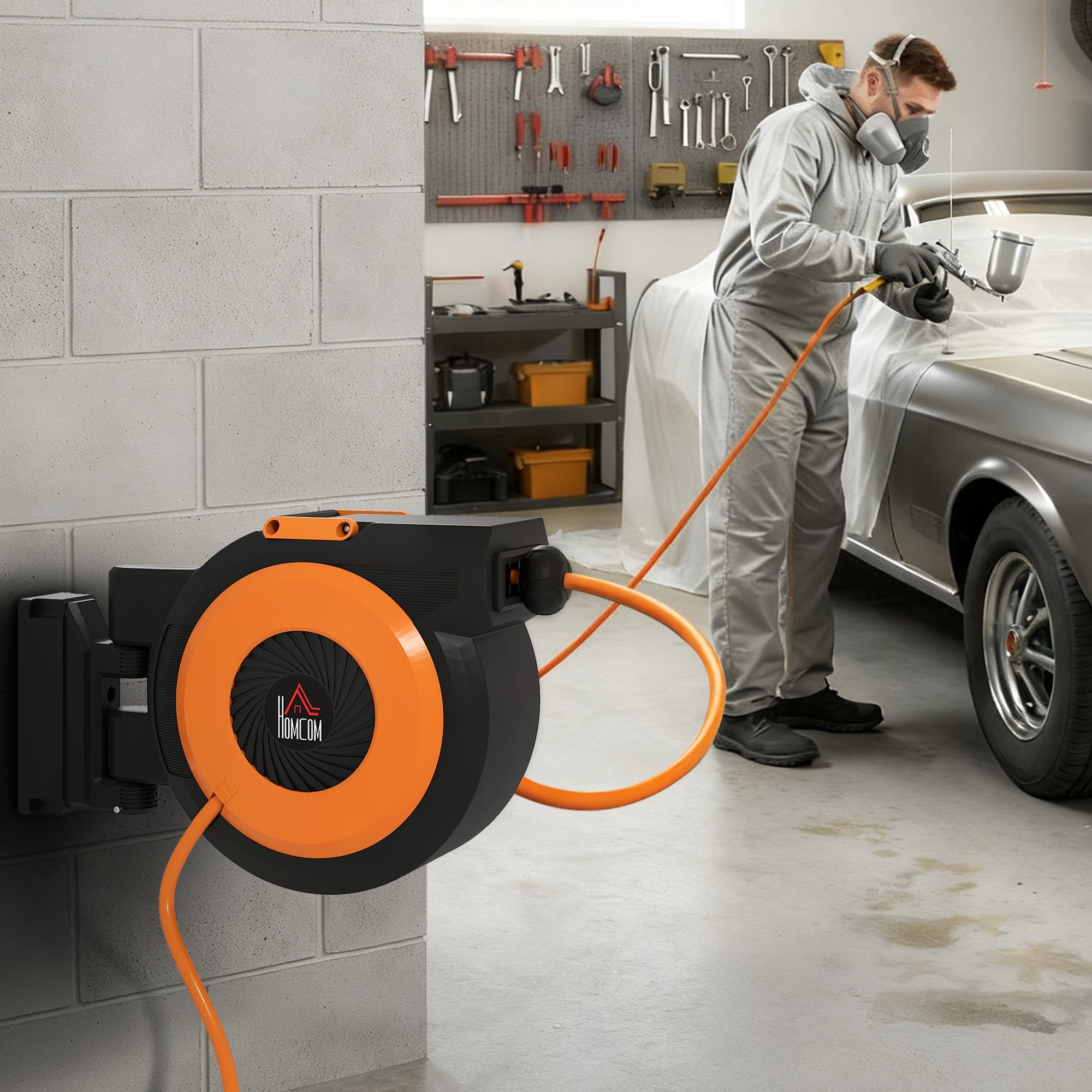 HOMCOM Retractable Air Hose Reel by HouseOfZazla